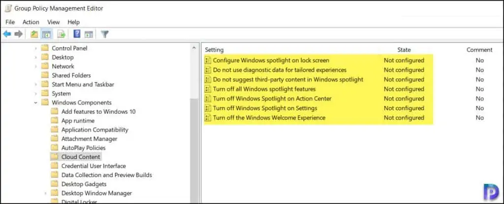 Disable Windows Spotlight using Group Policy