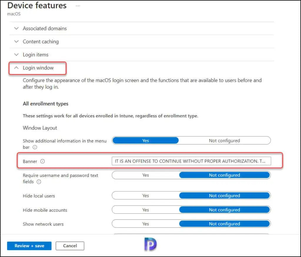 Display Lock Screen Message for MacOS users using Intune