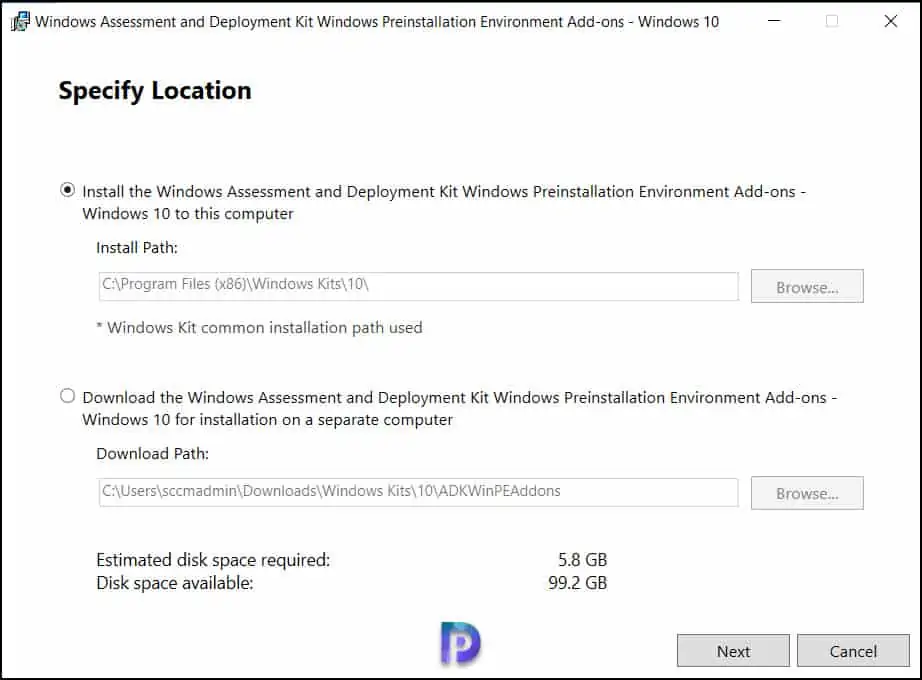 Install Windows PE Add-on for Server 2022