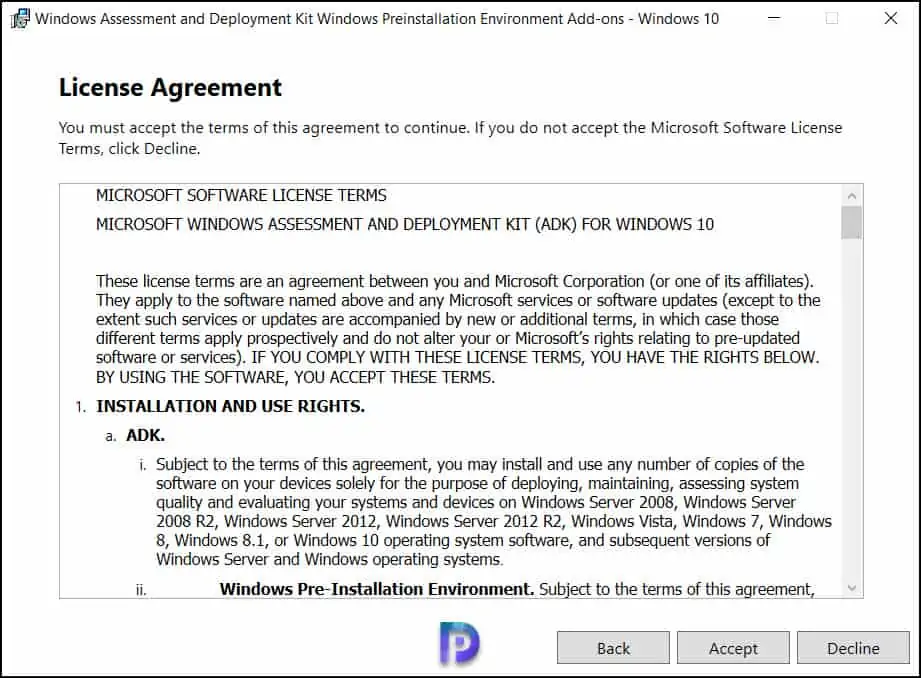 Install Windows PE Add-on for Server 2022