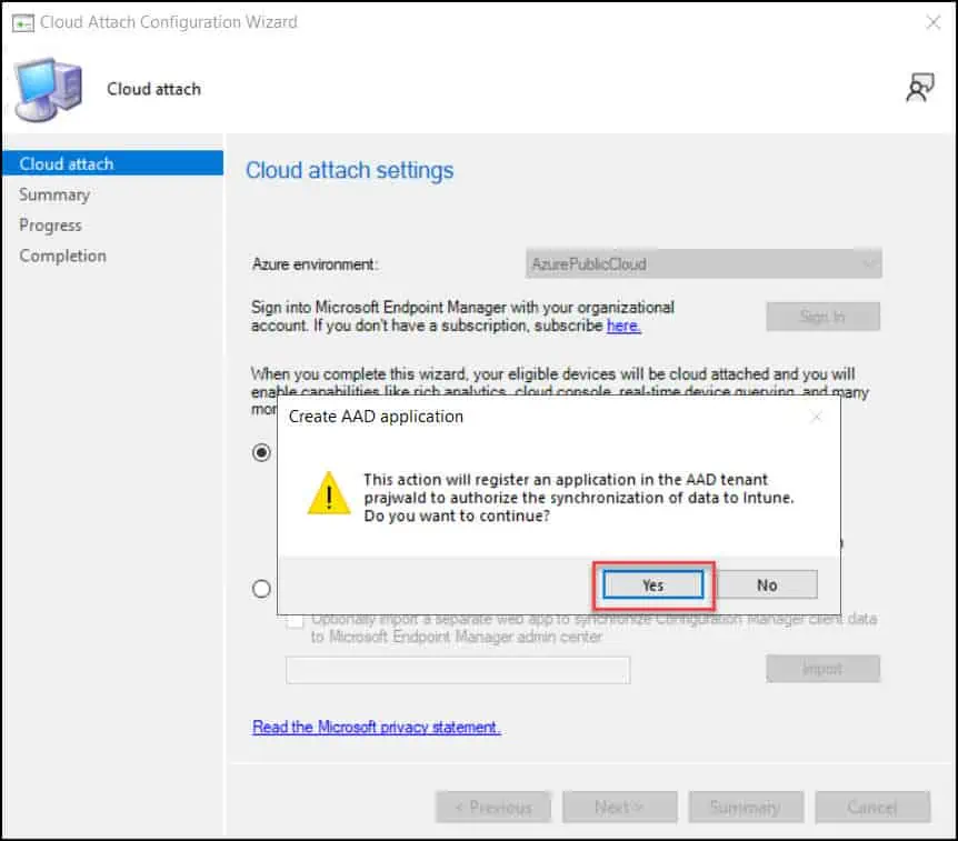 Enable SCCM Cloud Attach