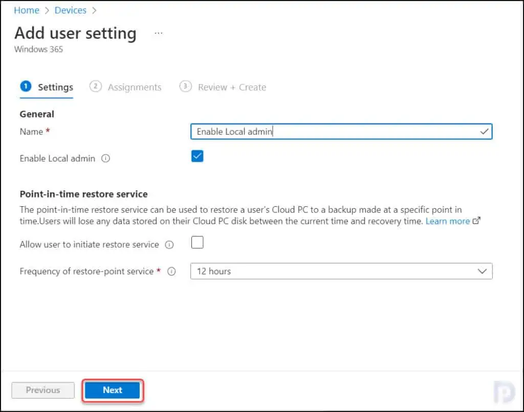 Enable Cloud PC Local Admin Access to User in Windows 365