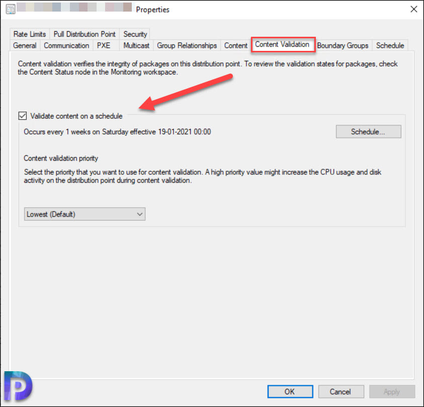 Enable Content Validation in SCCM