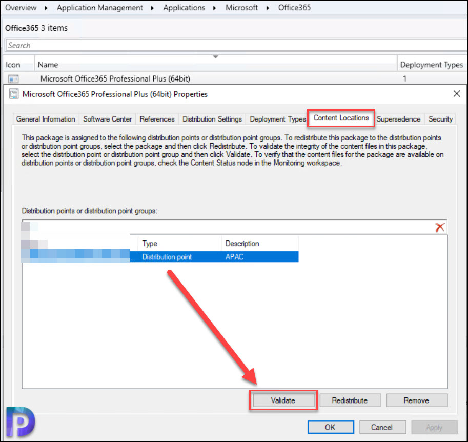 Manually Validate Content on Distribution Point