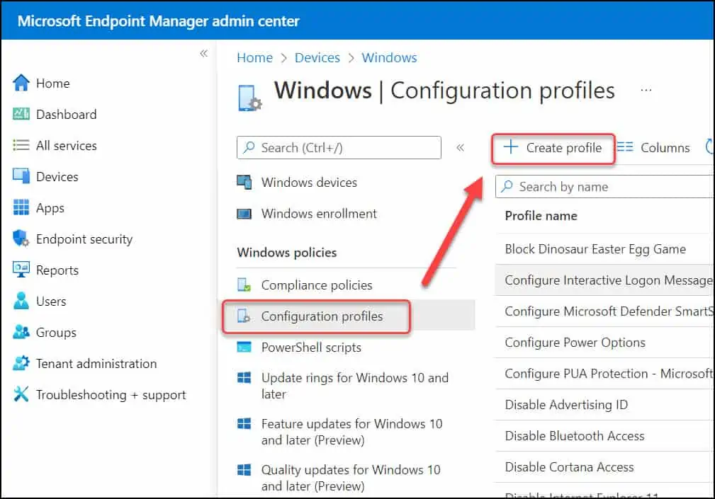 Enable Edge Startup Boost | Create Configuration Profile 