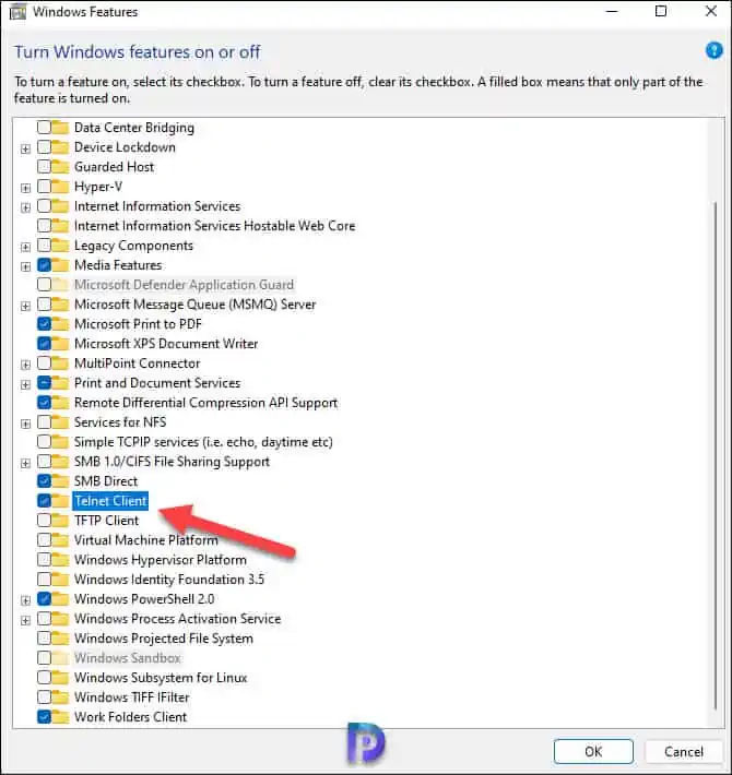 Enable Telnet on Windows 11 using the Control Panel