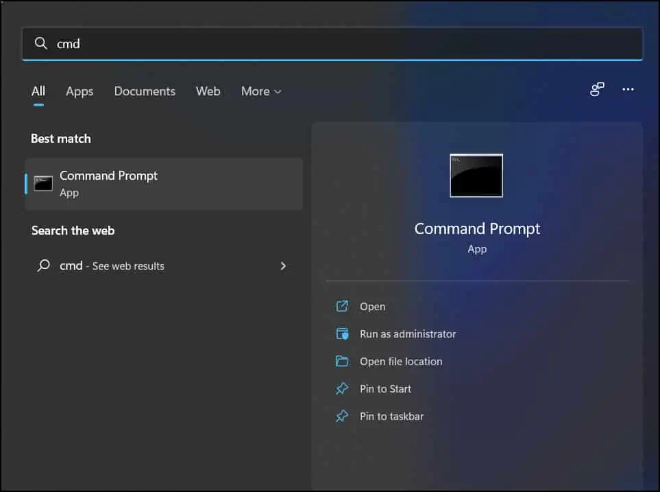 Launch Command Prompt on Windows 11