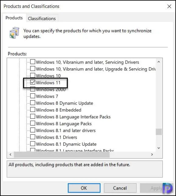Enable Windows 11 in WSUS Console