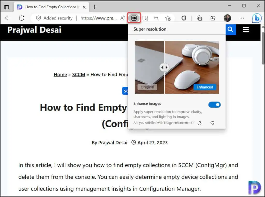 Enhance Images in Microsoft Edge