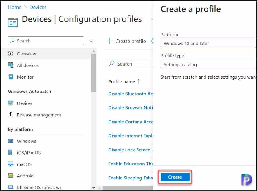 Create an Intune Configuration Profile