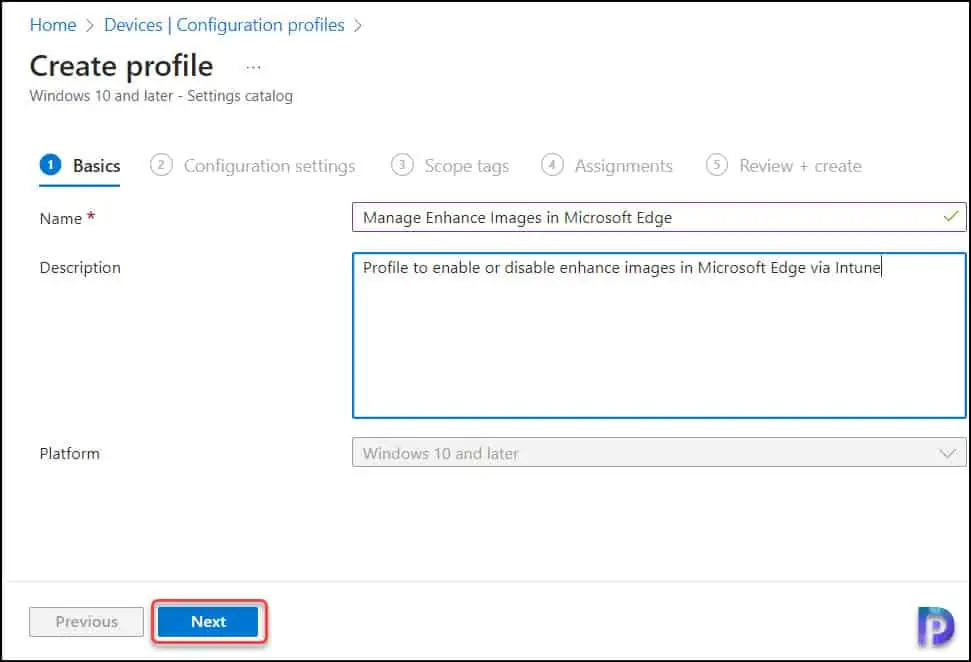 Create an Intune Configuration Profile