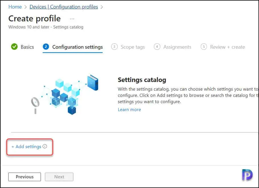 Add Settings | Intune Settings Catalog