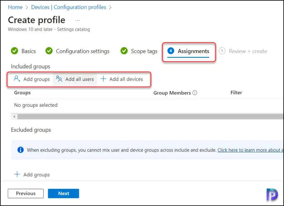 Intune Profile Assignments