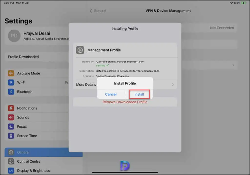 Install Management Profile | Enroll iOS iPadOS devices in Microsoft Intune