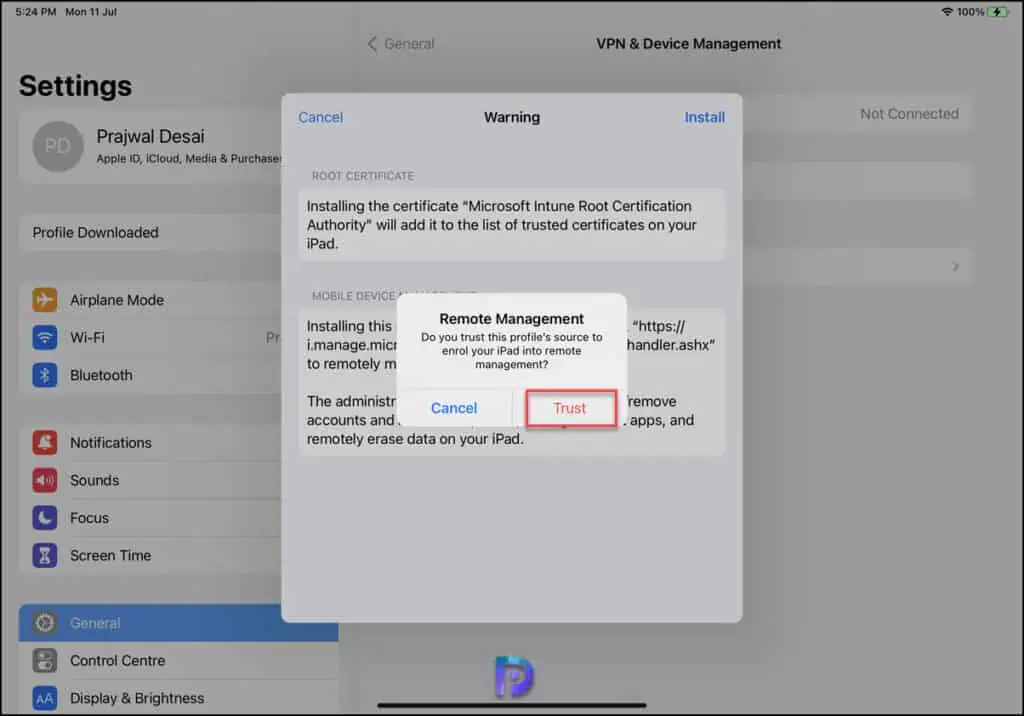 Install Management Profile | Enroll iOS iPadOS devices in Microsoft Intune