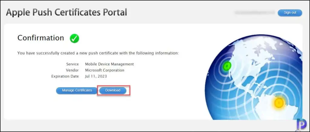 Download Apple MDM push certificate