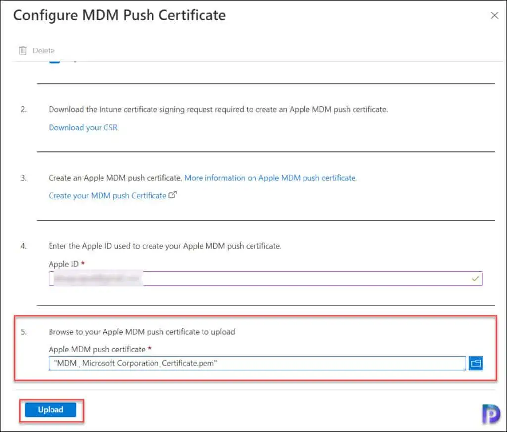 Upload Apple MDM push certificate