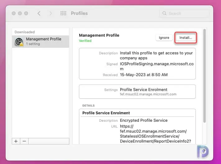 Install Management Profile
