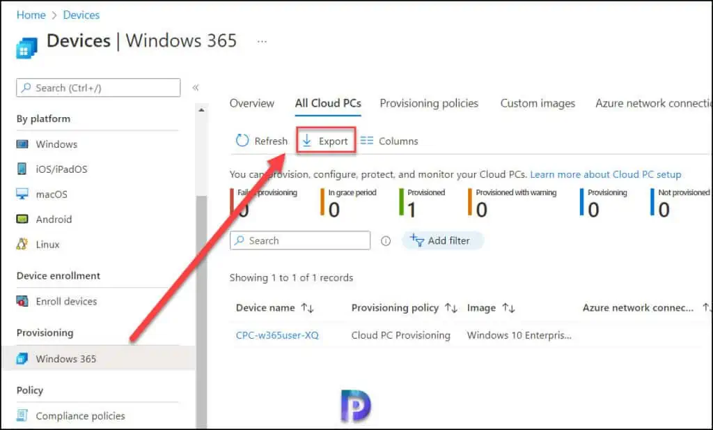 Export Windows 365 Cloud PC Details from Intune