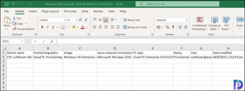 Export Windows 365 Cloud PC Details from Intune