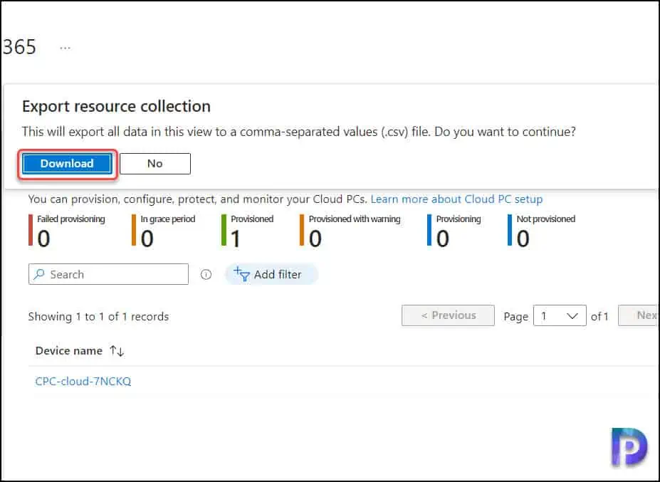 Manually Export Cloud PC Names