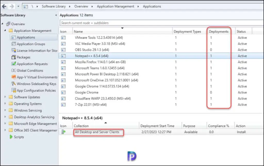 Find Application Deployments in SCCM Console