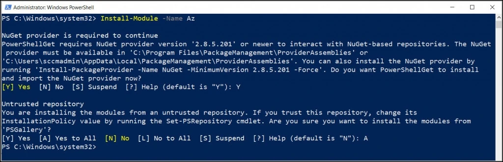 Install Azure PowerShell module