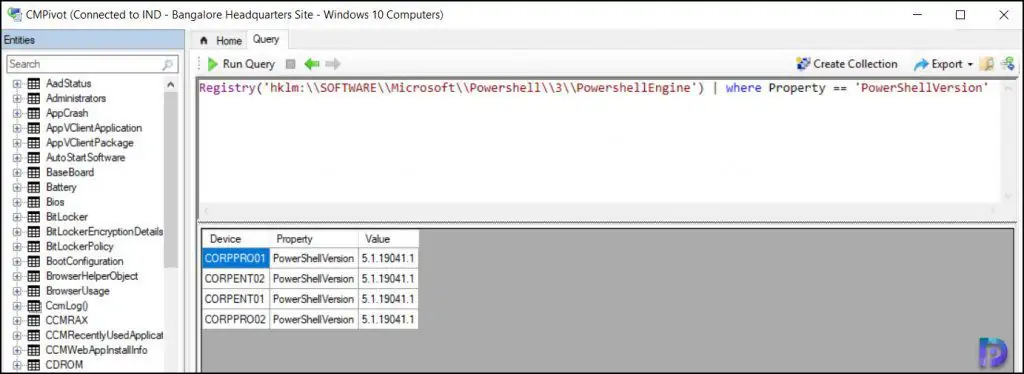 Find PowerShell Version using SCCM CMPivot Query