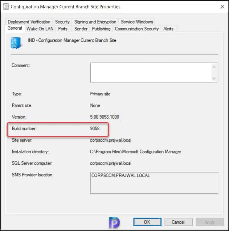 Find SCCM Build Number using Site Properties