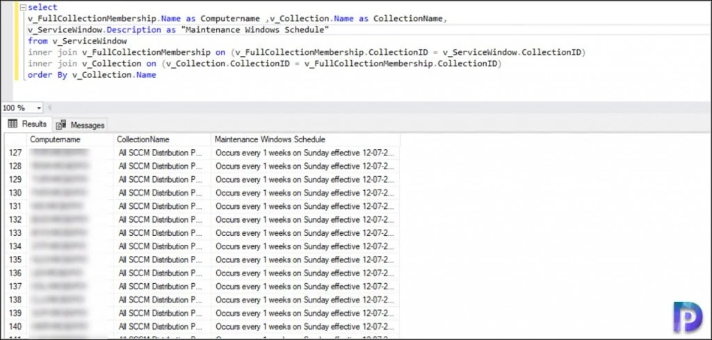 Using SQL Query find the Maintenance Windows