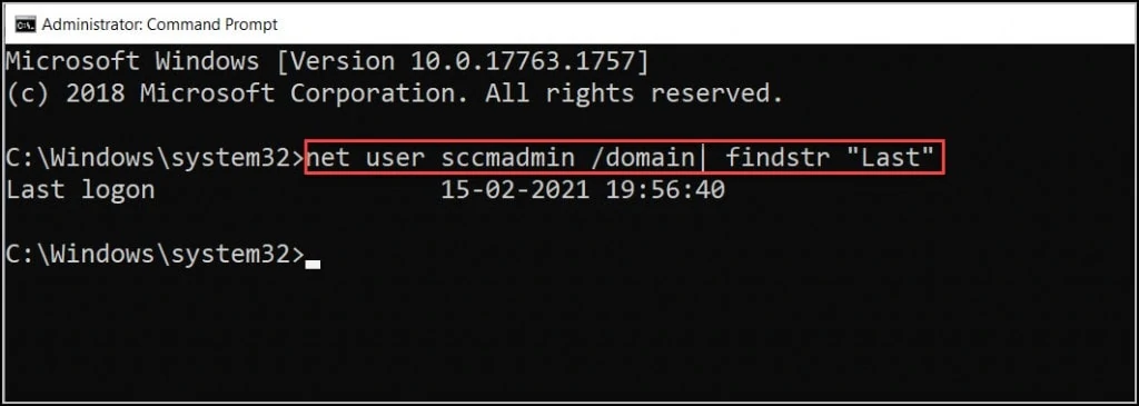 Find User's last logon time using CMD