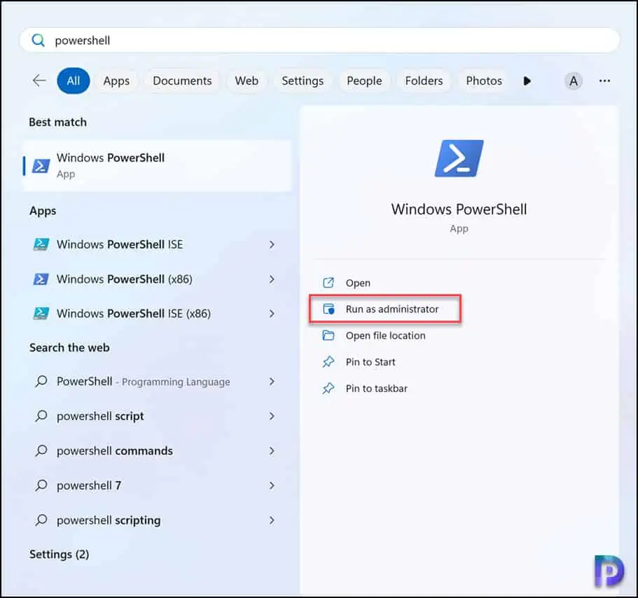 Launch PowerShell on Windows 11