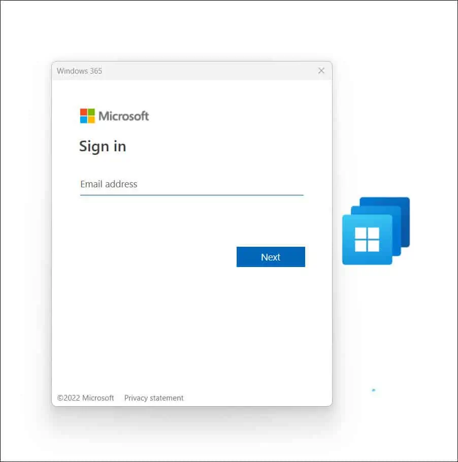 Sign-in to Windows 365 App