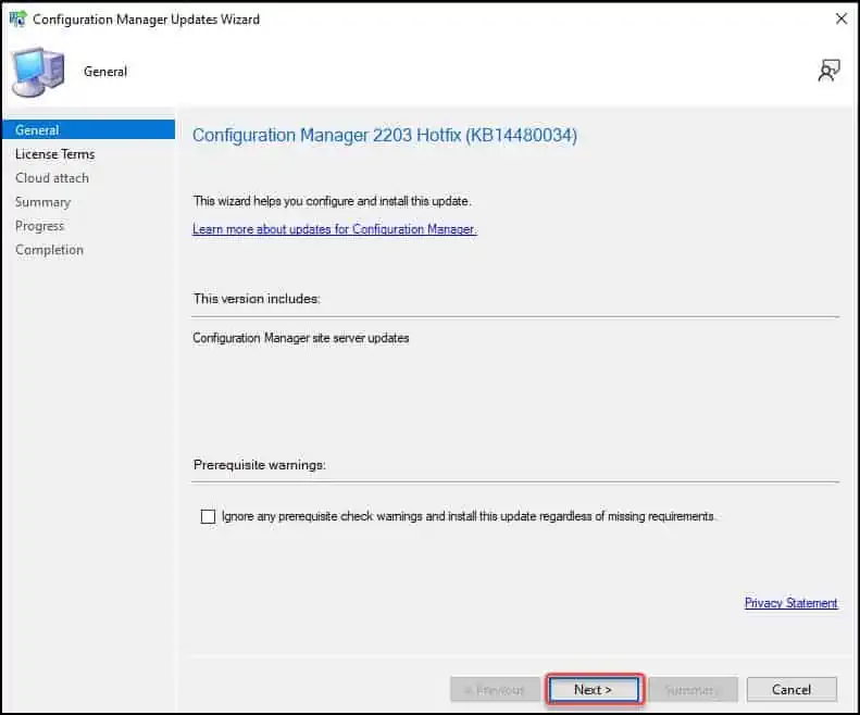 Hotfix KB14480034 for SCCM 2203