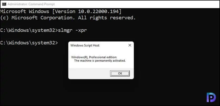 Check Windows 11 Activation Status using Command Line
