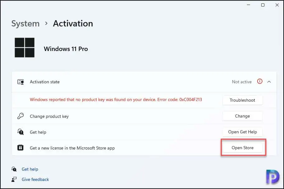 Activate Windows 11 from Microsoft Store