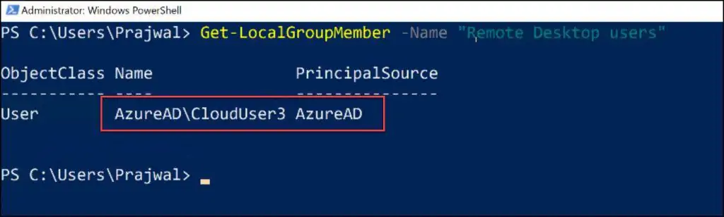Add Azure AD user to Remote Desktop Users Group