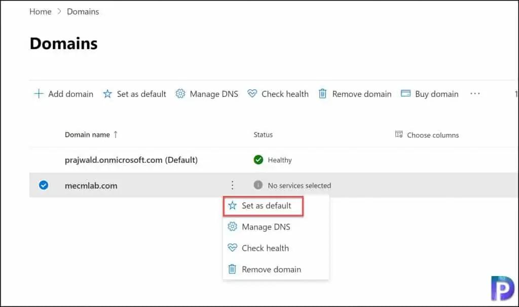 Set Default Domain