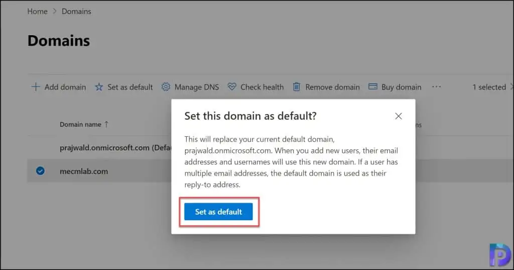 Set Default Domain