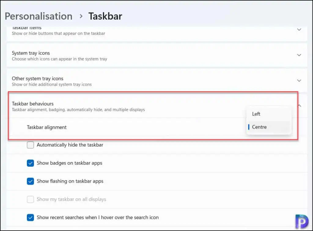 How to Align Taskbar to the left on Windows 11