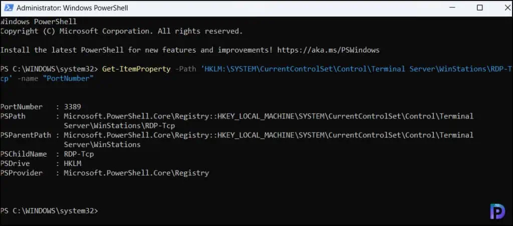 Check the RDP Port Number using PowerShell