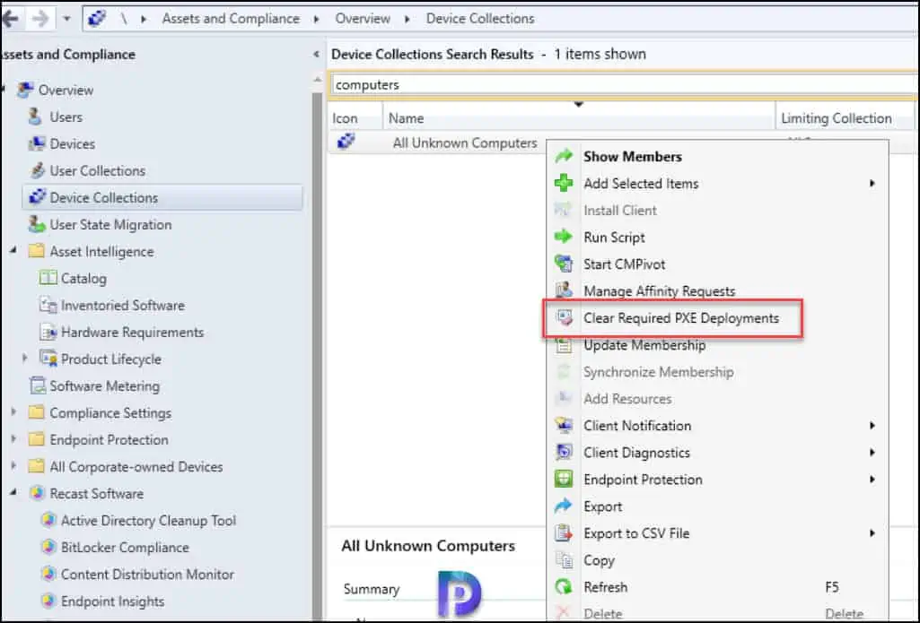 Clear Required PXE Deployments in SCCM