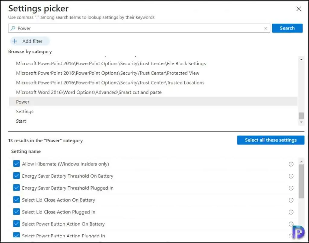 Intune Settings Picker