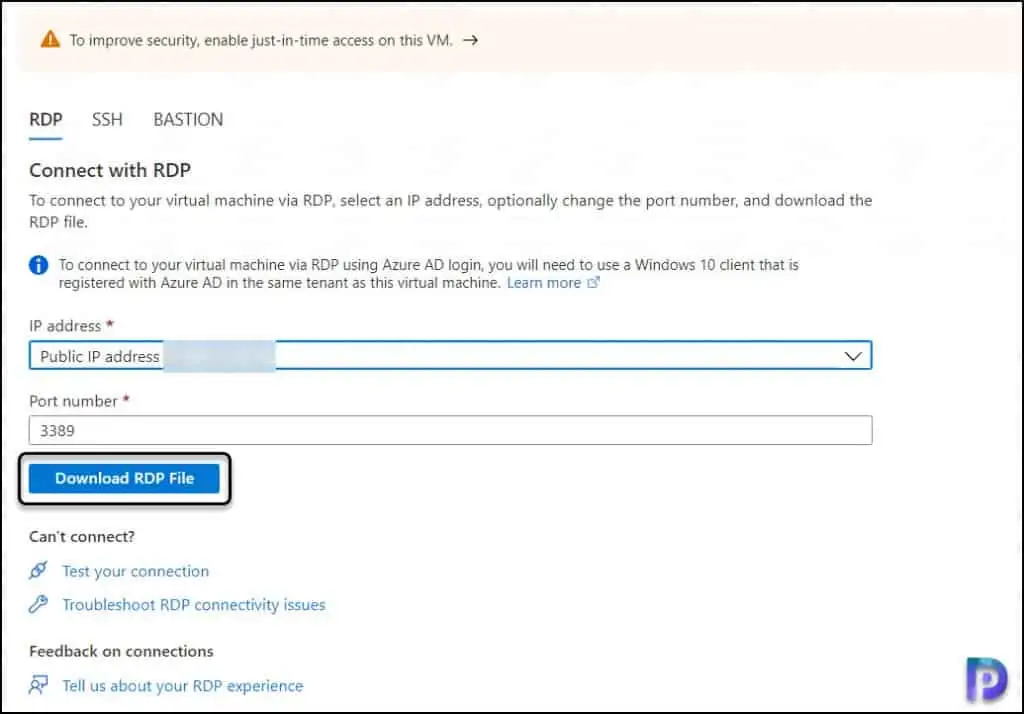 RDP Windows 11 VM in Azure