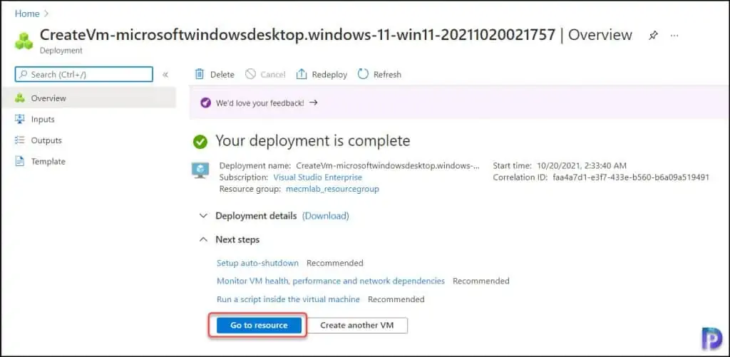 Windows 11 VM created in Azure