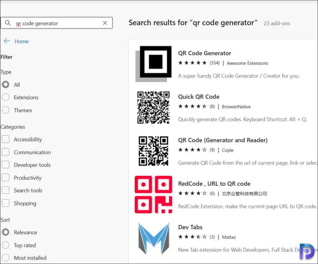 Generate a QR Code in Microsoft Edge using Extensions