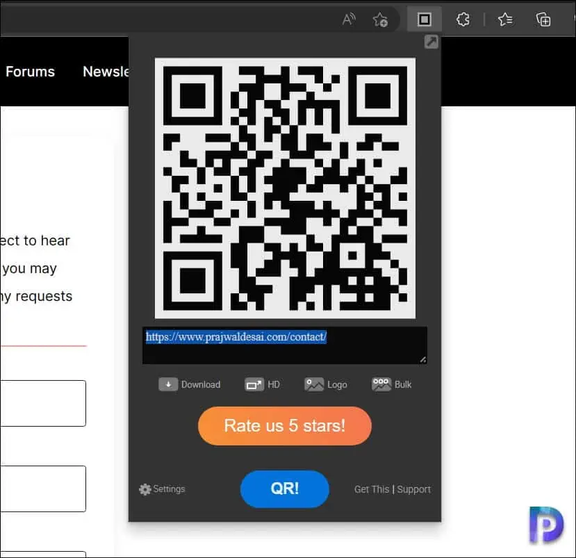 Generate a QR Code in Microsoft Edge using Extensions