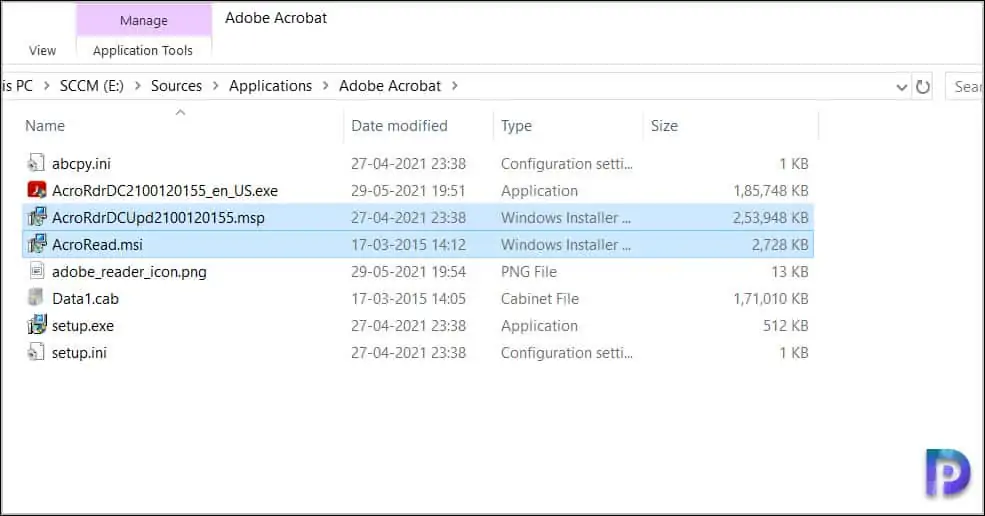 Extract the Adobe Acrobat Reader Installer