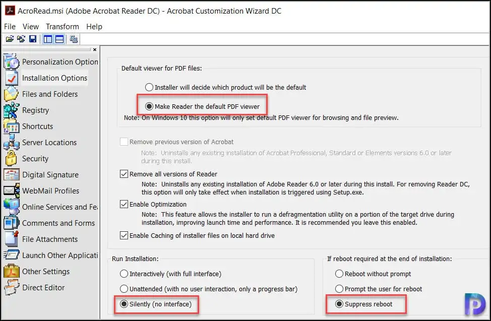 Customize the Adobe Reader DC Installation Package