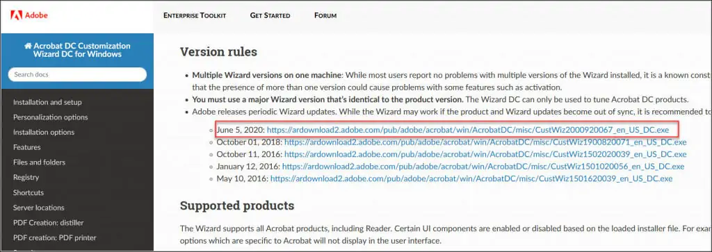 Download Acrobat Customization Wizard DC